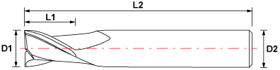 2 Flute Carbide End Mill - Stub Length - TiAlN Coated - Drawing