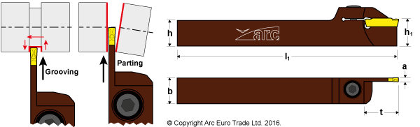 ARC MGEH Parting and Grooving Tool Holders - Diagrams