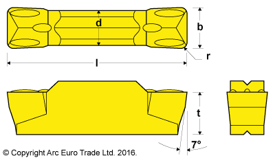 MGMN 200 Rectangular TiN Coated Carbide Inserts - Diagrams