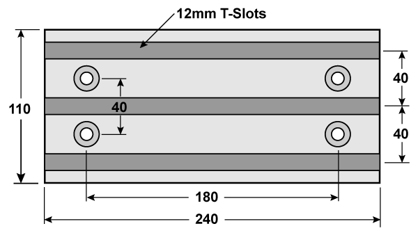 Milling table dimensions