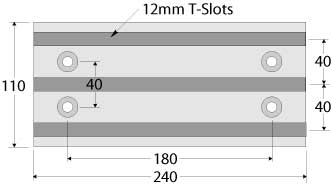 Milling table dimensions