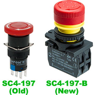 SC4 Emergency Stop Switches - Old SC4-197 vs New SC4-197-B